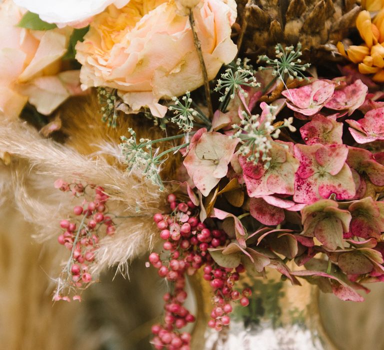 Autumnal Wedding Inspiration At The Coast With Pampas Grass Moon Gate & Drip Icing Cake With Images From Olivia Bossert Photography & Styling By The Artful Event Co