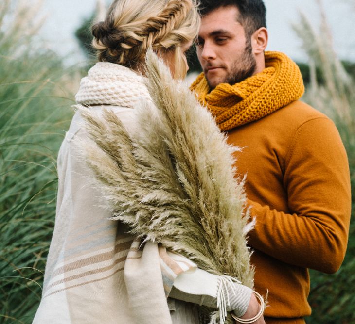 Autumnal Wedding Inspiration At The Coast With Pampas Grass Moon Gate & Drip Icing Cake With Images From Olivia Bossert Photography & Styling By The Artful Event Co