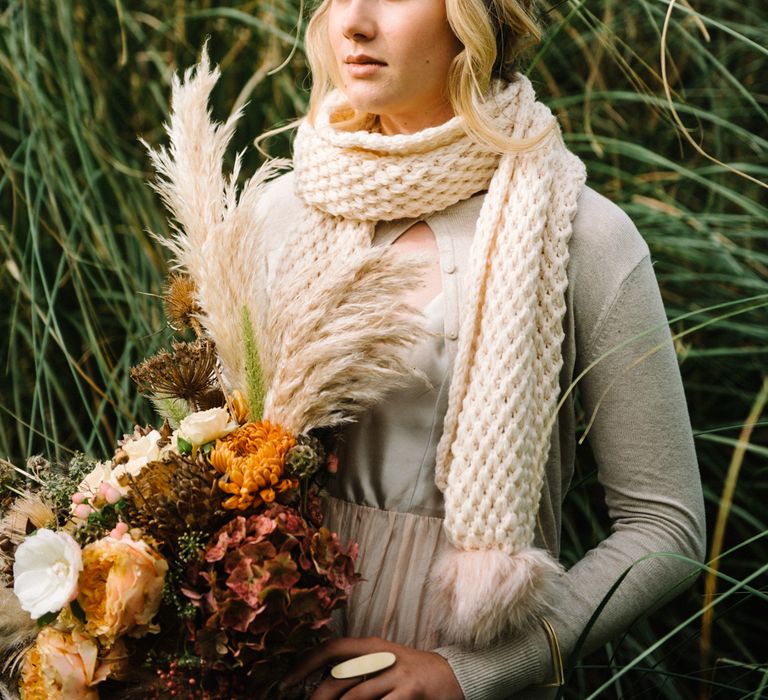 Autumnal Wedding Inspiration At The Coast With Pampas Grass Moon Gate & Drip Icing Cake With Images From Olivia Bossert Photography & Styling By The Artful Event Co