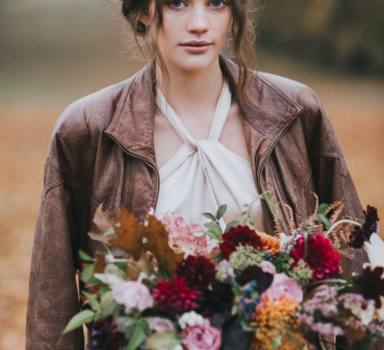 Bride in Leather Jacket