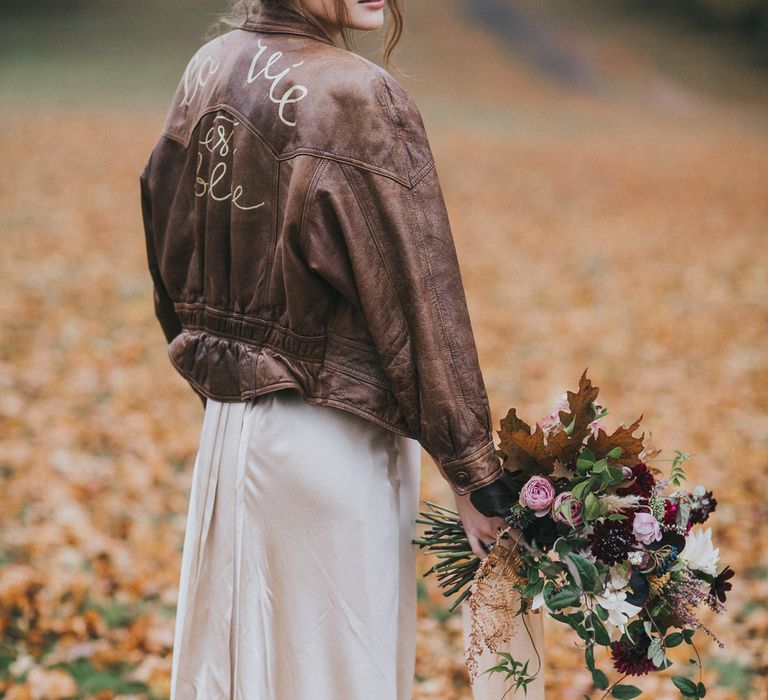 Bride in Leather Jacket