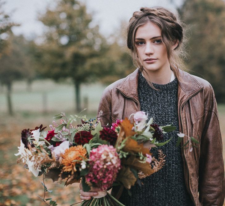 Bride in Leather Jacket