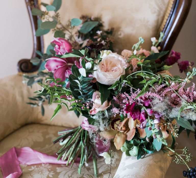 Bridal Bouquet | Autumnal Decadence Wedding Inspiration at Twyning Park Styled by For The Love of Weddings | Red, Gold & Blush Colour Scheme | Captured by Katrina Photography