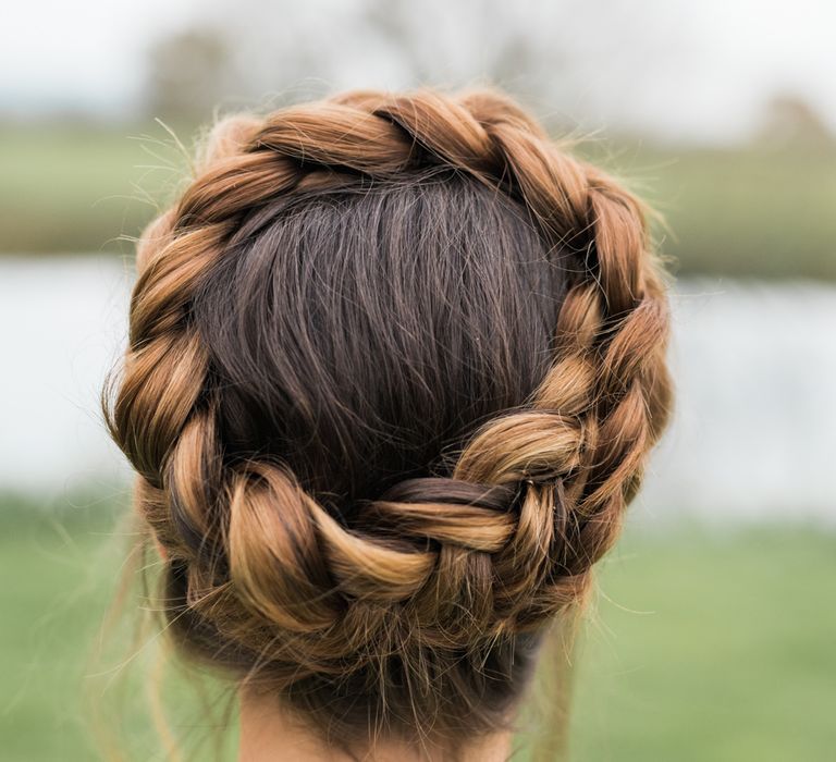 Braided Up Do | Autumnal Decadence Wedding Inspiration at Twyning Park Styled by For The Love of Weddings | Red, Gold & Blush Colour Scheme | Captured by Katrina Photography