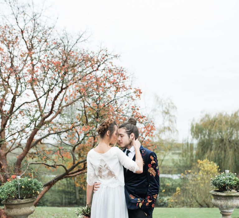 Bride & Groom | Autumnal Decadence Wedding Inspiration at Twyning Park Styled by For The Love of Weddings | Red, Gold & Blush Colour Scheme | Captured by Katrina Photography