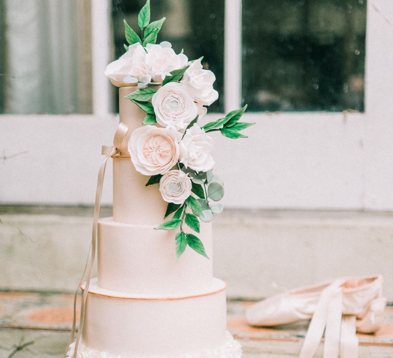 Wedding Cake With Sugar Craft Flowers