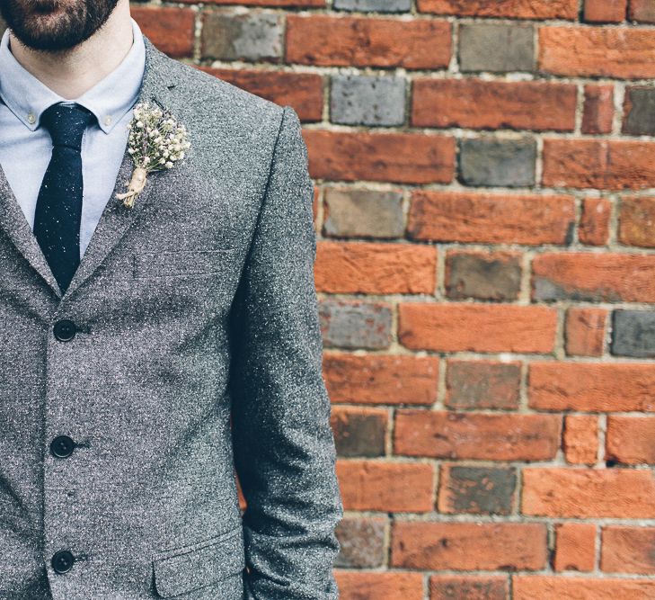 Groom In Grey Tweed Suit