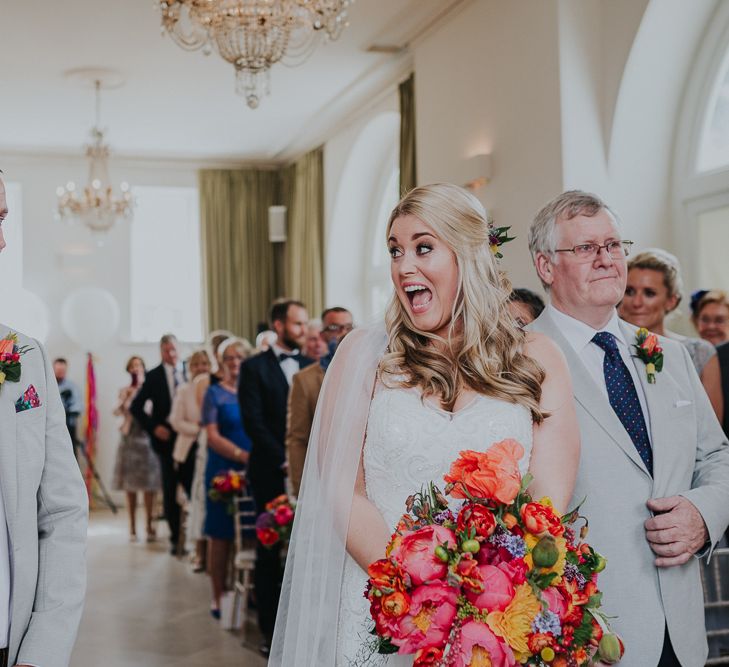 Colourful Spring Wedding At Iscoyd Park With Coral Charm Peonies And Bride In Pronovias Images From Kate Gray Photography