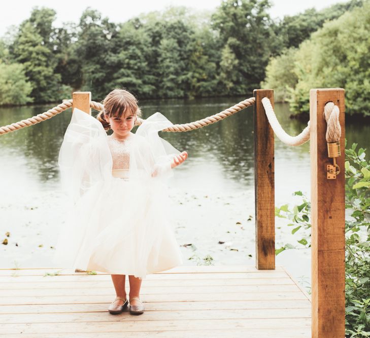 Flower Girl In Tulle Skirt With Bow