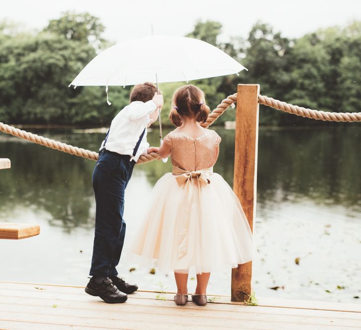 Flower Girl In Tulle Skirt With Bow