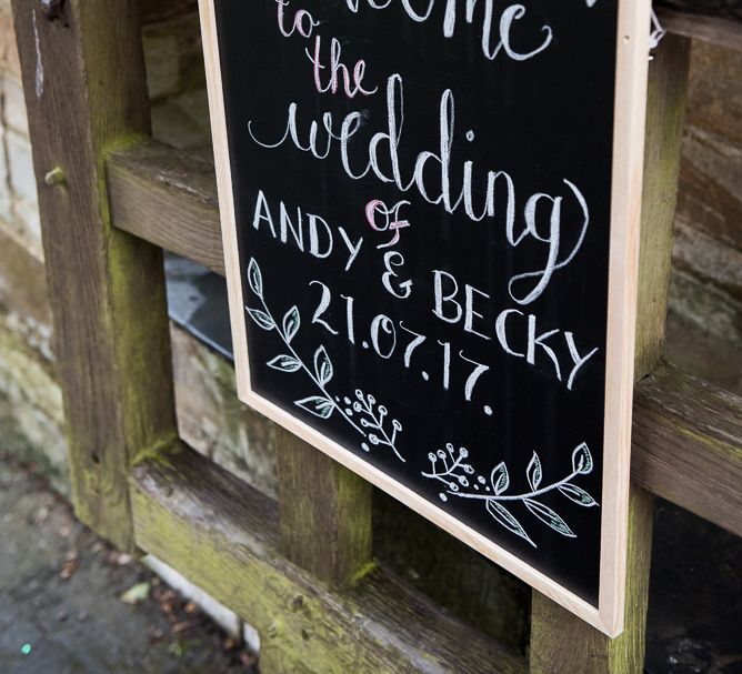 Chalkboard Wedding Sign | Coastal Wedding at Driftwood Spas St Agnes, Cornwall | Jessica Grace Photography