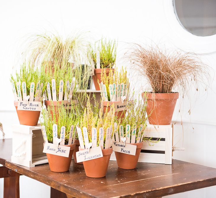 Plant Pot Table Plan | Coastal Wedding at Driftwood Spas St Agnes, Cornwall | Jessica Grace Photography