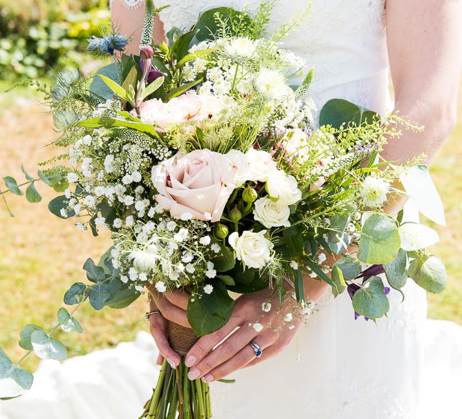 Romantic Bridal Bouquet | Coastal Wedding at Driftwood Spas St Agnes, Cornwall | Jessica Grace Photography