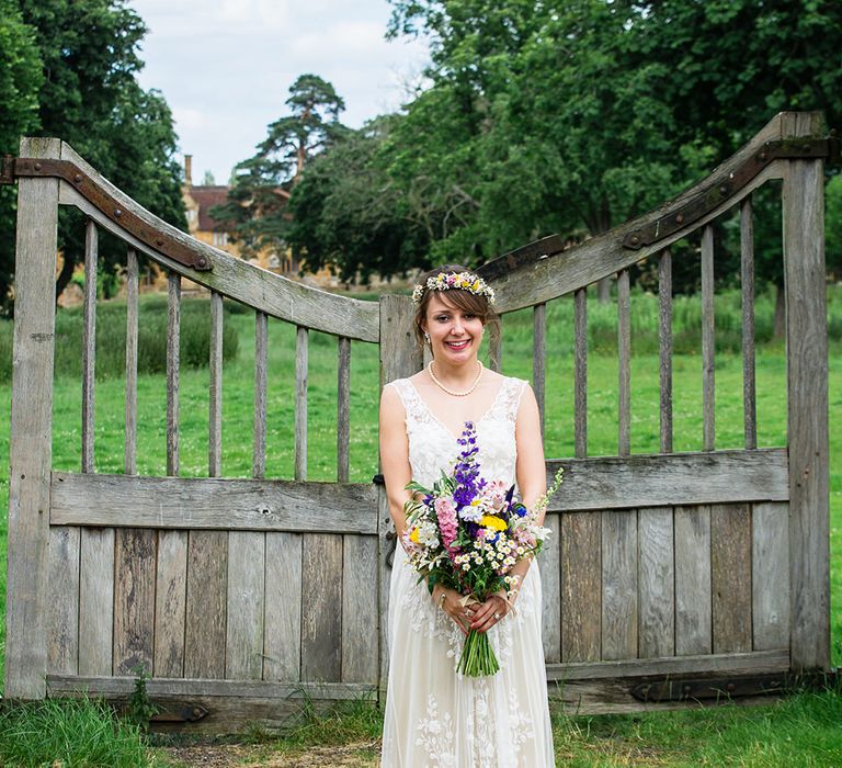 Bride in Catherine Dean Sian Wedding Dress