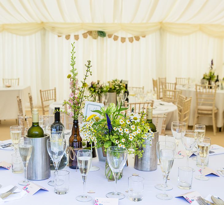 Rustic Table Centrepiece with Wild Flowers