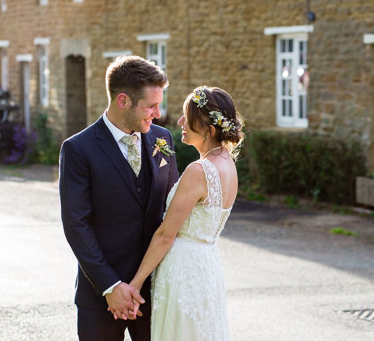 Bride & Groom Sunset Country Lane Portrait