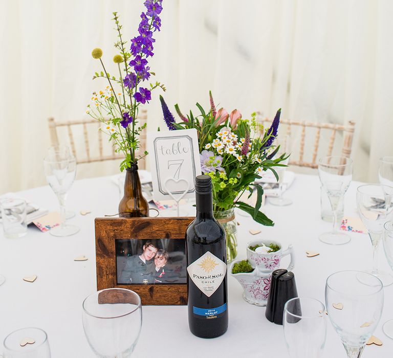 Rustic Table Centrepiece with Wild Flowers