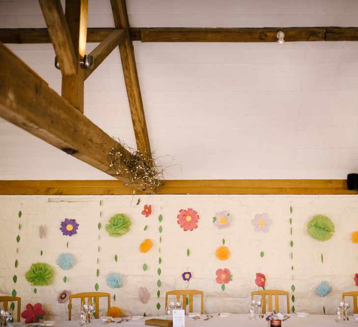 DIY Paper Flower Backdrop | Curradine Barns, West Midlands | Chris Barber Photography