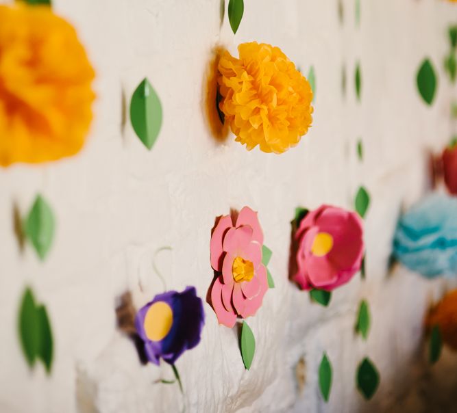 DIY Paper Flower Backdrop | Curradine Barns, West Midlands | Chris Barber Photography