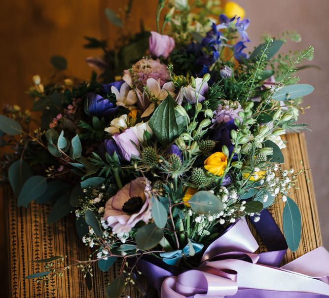 Wild Flower Bouquet with Purple Ribbon | Chris Barber Photography