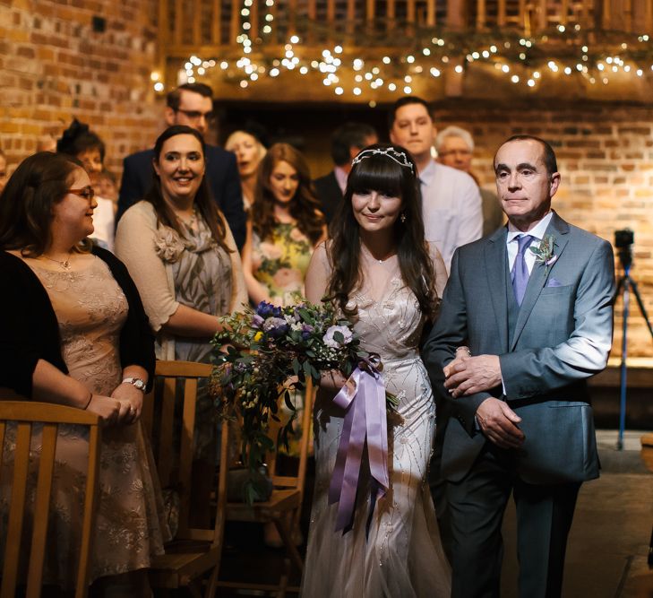 Wedding Ceremony | Bride in Sequin Wedding Dress | Curradine Barns, West Midlands | Chris Barber Photography