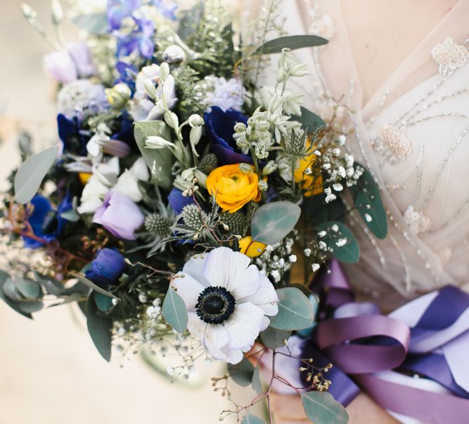 Wild Flower Bouquet with Purple Ribbon | Chris Barber Photography