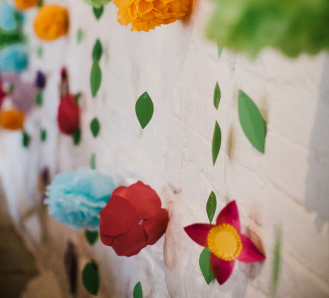 DIY Paper Flower Backdrop | Curradine Barns, West Midlands | Chris Barber Photography