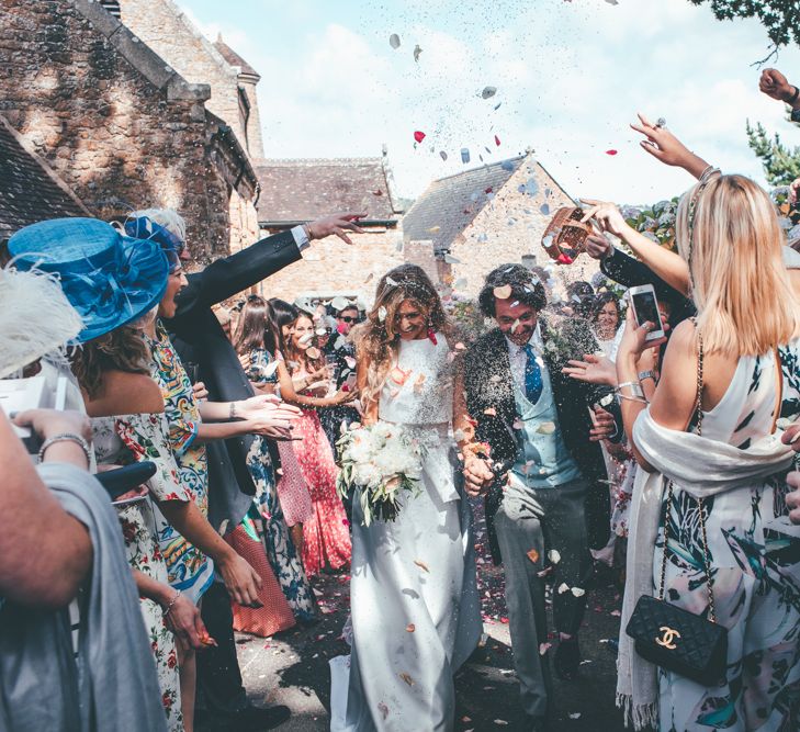 Confetti Shot // Marquee Wedding Jersey With Bride In Jesus Peiro With Images From Wedding_M And Bridesmaids In Pink Silk Dresses By Ghost