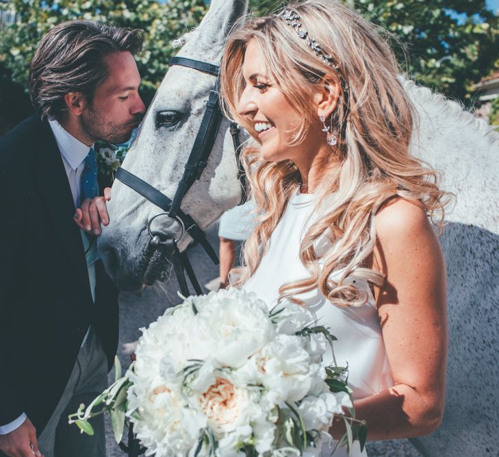 Horse At Wedding // Marquee Wedding Jersey With Bride In Jesus Peiro With Images From Wedding_M And Bridesmaids In Pink Silk Dresses By Ghost