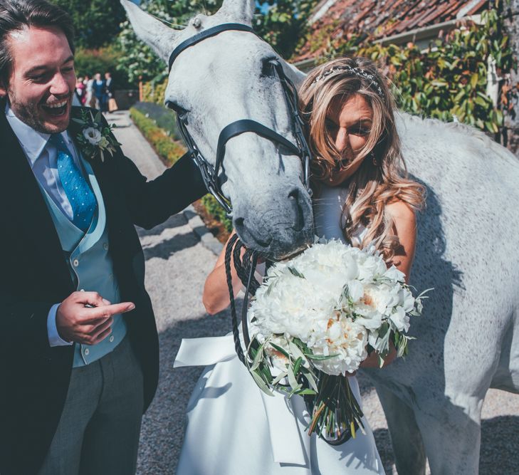 Horse At Wedding // Marquee Wedding Jersey With Bride In Jesus Peiro With Images From Wedding_M And Bridesmaids In Pink Silk Dresses By Ghost