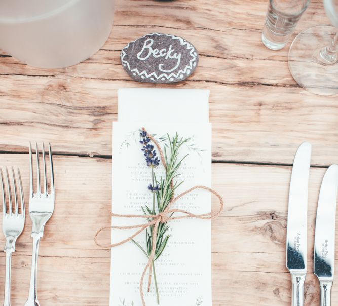 Lavender Place Setting For Wedding // Potted Plants For Wedding Decor // Marquee Wedding Jersey With Bride In Jesus Peiro With Images From Wedding_M And Bridesmaids In Pink Silk Dresses By Ghost