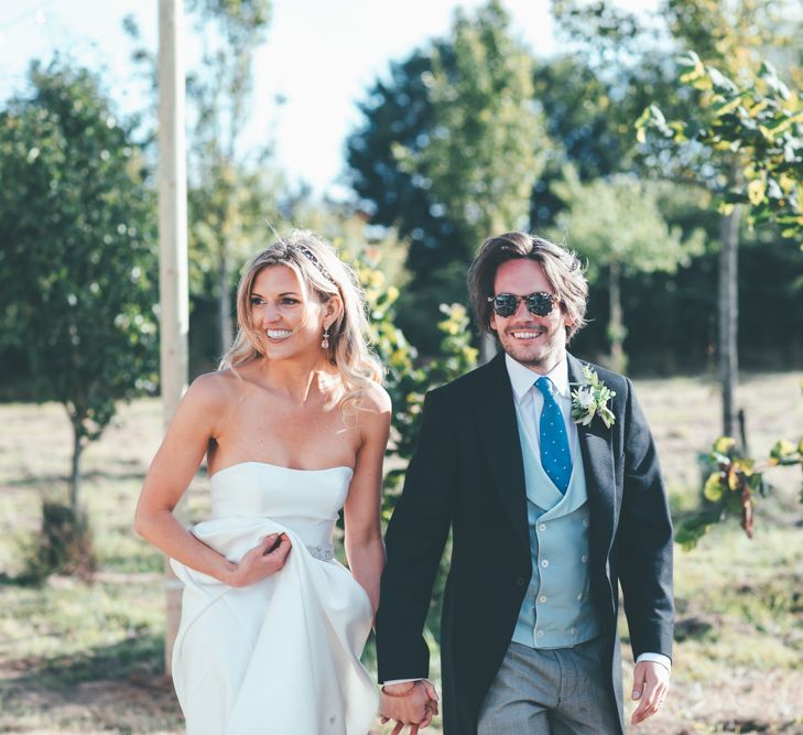 Bride In Jesus Peiro Groom In Morning Suit // Marquee Wedding Jersey With Bride In Jesus Peiro With Images From Wedding_M And Bridesmaids In Pink Silk Dresses By Ghost