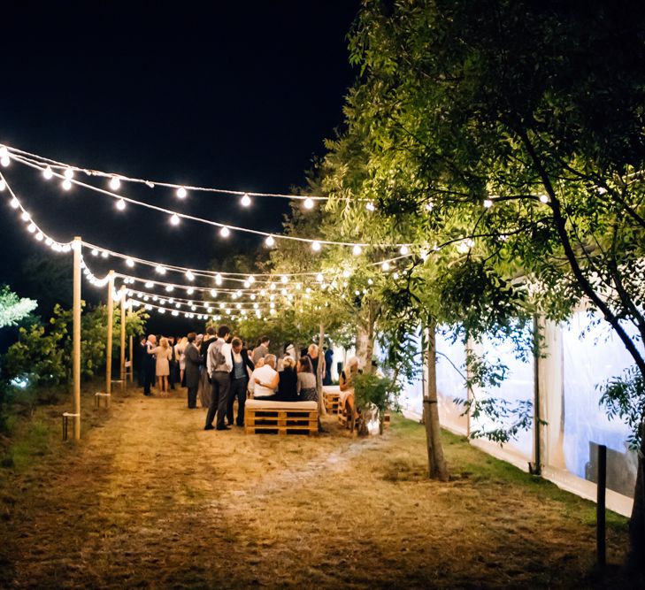 Festoon Lights Marquee // Marquee Wedding Jersey With Bride In Jesus Peiro With Images From Wedding_M And Bridesmaids In Pink Silk Dresses By Ghost