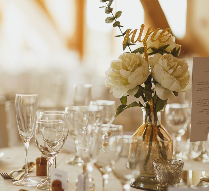 White Flower Wedding Table Centrepiece