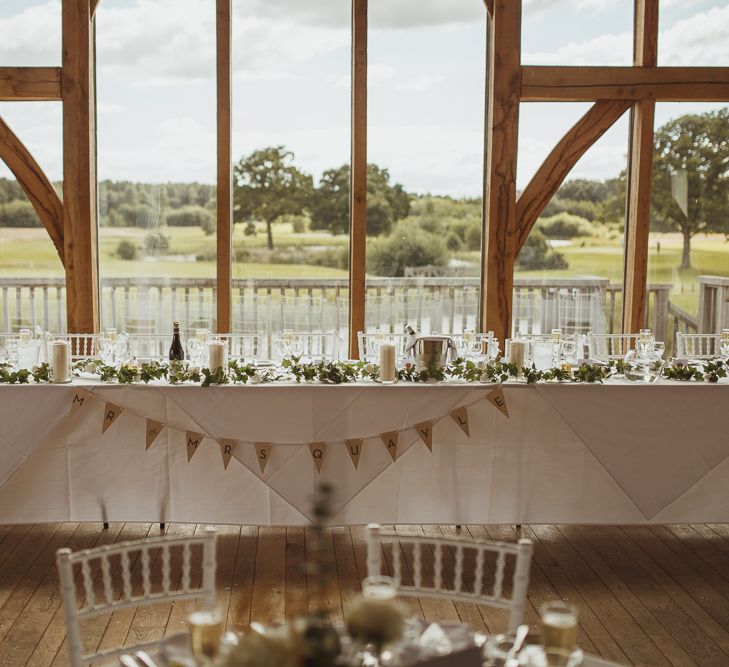 Top Table Decor at Sandburn Hall Yorkshire Wedding Reception