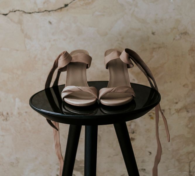 Taupe Wedding Shoes With Ribbon