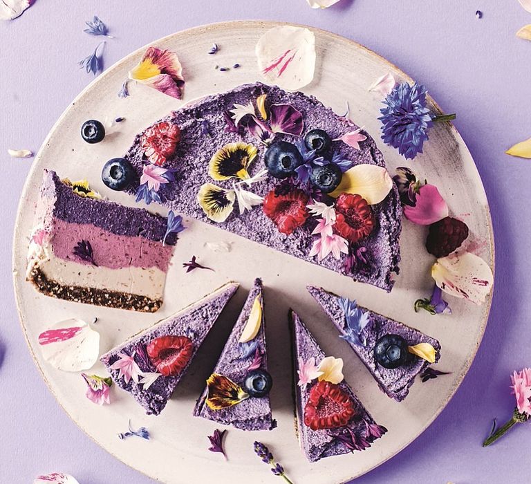 Vegan Cheese Cake With Edible Flowers