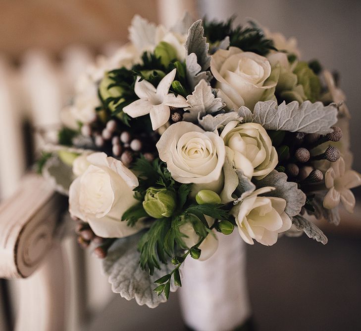 White & Grey Wedding Bouquet