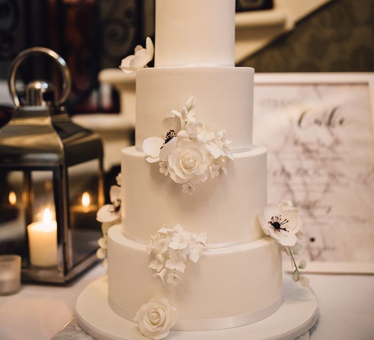 Elegant All White Wedding Cake