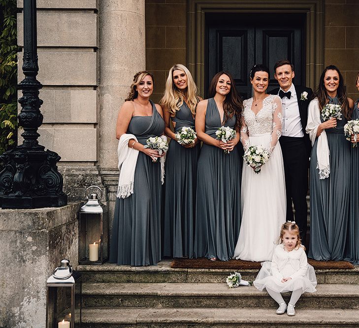 Bridesmaids in Charcoal Twobirds Multiway Dresses