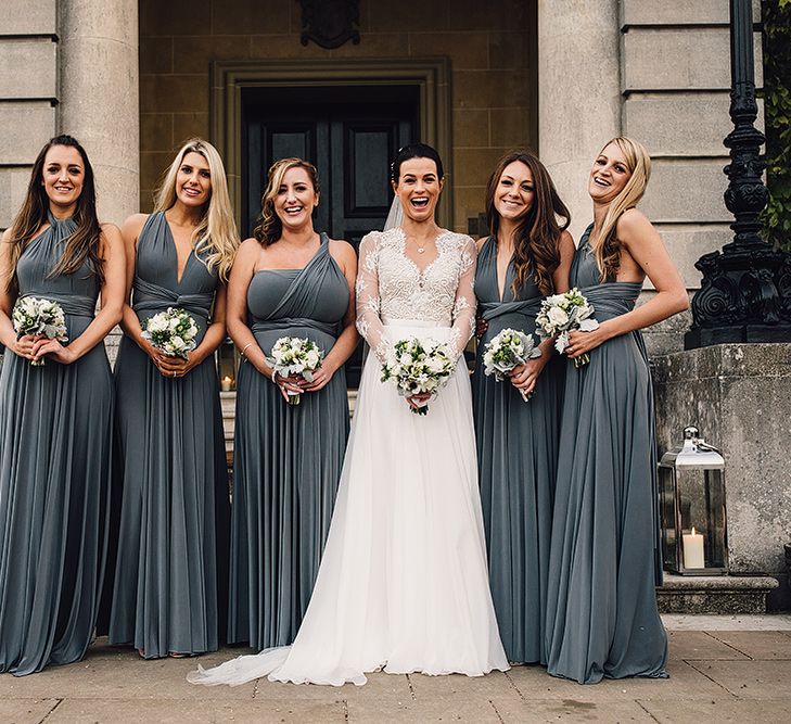 Bridesmaids in Charcoal Twobirds Multiway Dresses