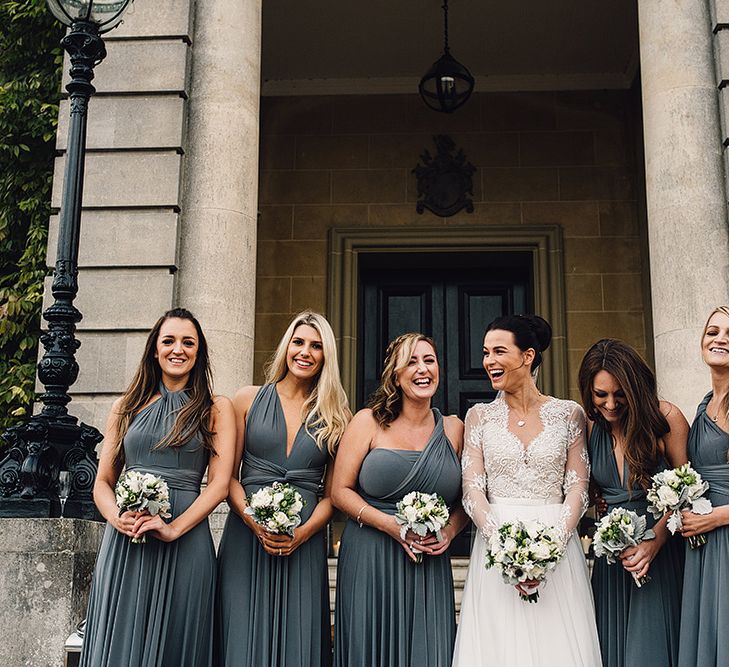 Bridesmaids in Charcoal Twobirds Multiway Dresses