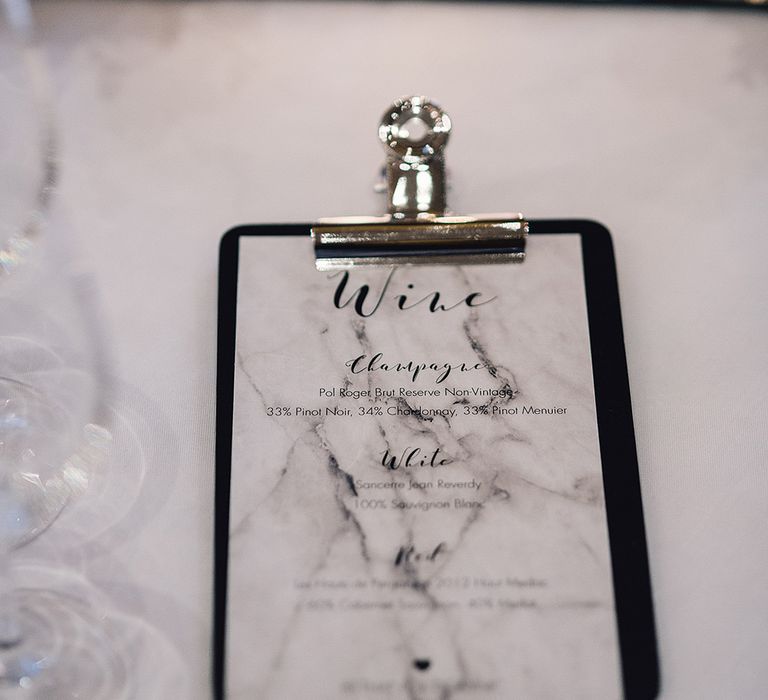 Mable Wedding Stationery | Wine List