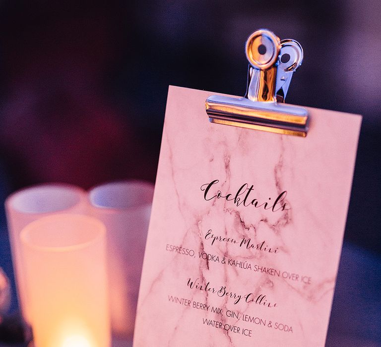 Mable Effect Cocktail Menu | Wedding Stationery