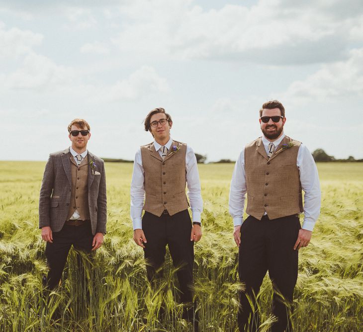 Groomsmen in Tweed | PapaKåta Tipi at Angrove Park North Yorkshire | Matt Penberthy Photography