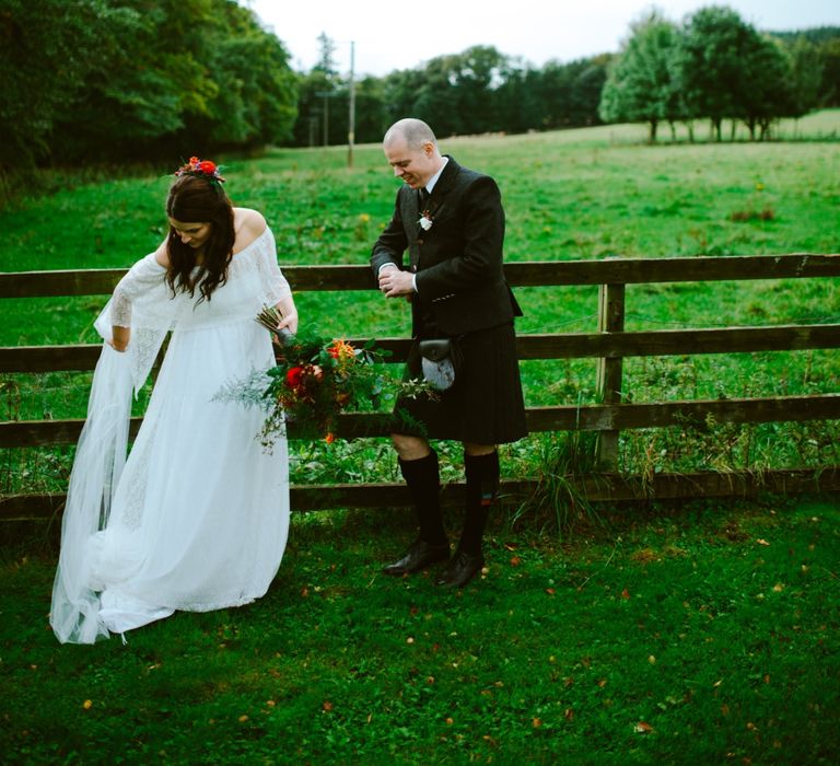 Autumn Wedding At Coos' Cathedral Aboyne Aberdeen With Bride In Bespoke Wedding Dress & Groom In Kilt With Images & Film By Tub Of Jelly