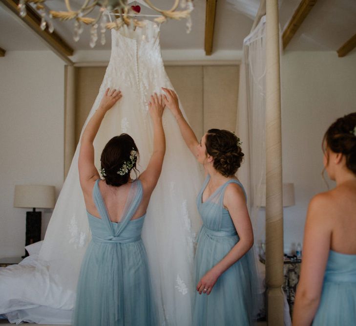 Bridesmaids in Blue Chiffon Jenny Yoo Dresses | Woodland Themed Wedding at Achnagairn Estate near Inverness, Scotland | Zoe Alexander Photography