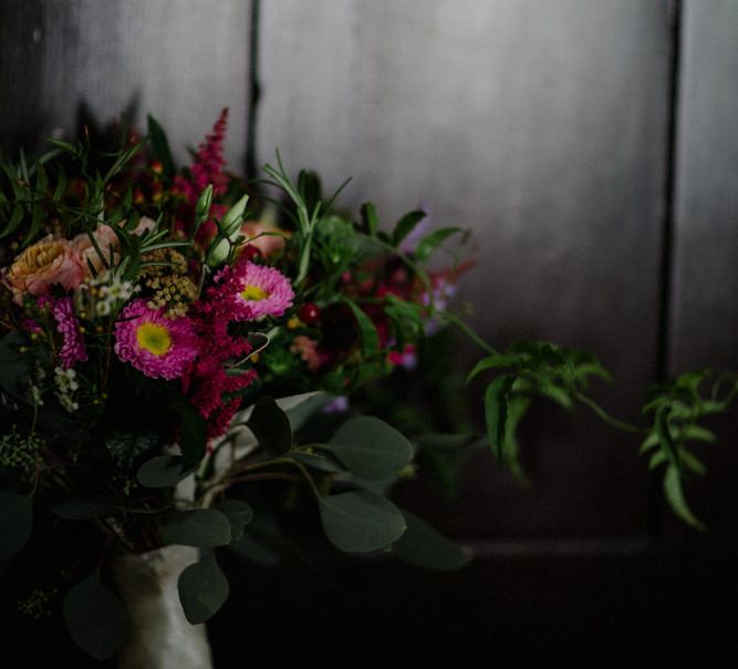 Deep Red Bridal Bouquet | Woodland Themed Wedding at Achnagairn Estate near Inverness, Scotland | Zoe Alexander Photography