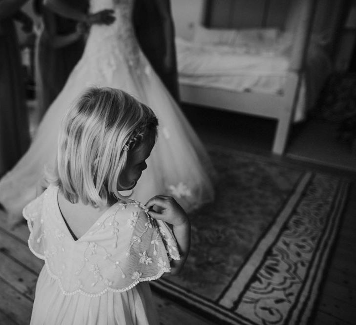 Flower Girl in Monsoon Dress | Woodland Themed Wedding at Achnagairn Estate near Inverness, Scotland | Zoe Alexander Photography