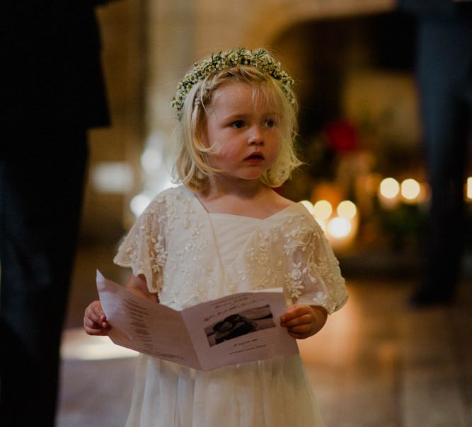 Flower Girl in Monsoon Dress | Woodland Themed Wedding at Achnagairn Estate near Inverness, Scotland | Zoe Alexander Photography